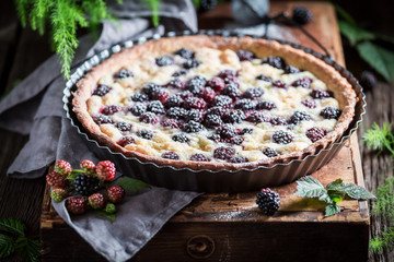 Tasty and sweet blackberry pie made of fresh fruits