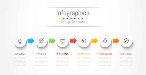 Infographic design elements for your business data with 6 options, parts, steps, timelines or processes. Vector Illustration.