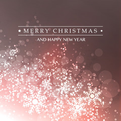 Colorful Happy Holidays, Merry Christmas Greeting Card With Label, Snowflakes Pattern on a Sparkling Blurred Background 