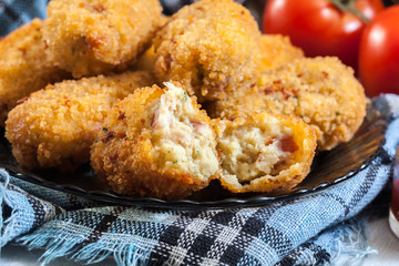 Homemade croquettes of jamon ham