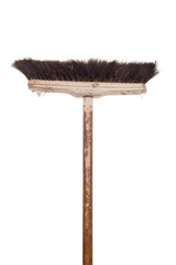 Old shabby broom on white background - 181028484