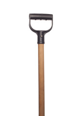 handle with a wooden stick on white background