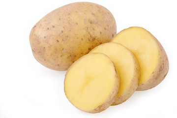 potato tuber with slices