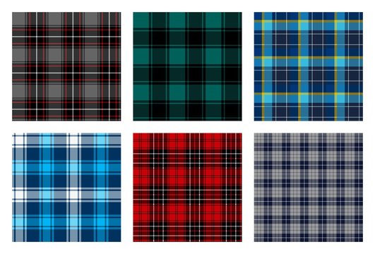 Seamless Checkered Plaid Pattern Bundle 8. Nice For Background, Wallpaper, And Decorative Purpose, Fabrication And Textile Design Such As Flannel Etc.