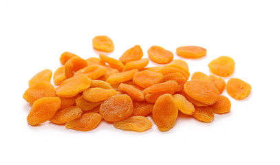 Dry apricots isolated on white background