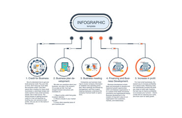 Presentation business infographic template with 5 options. Vector illustration.