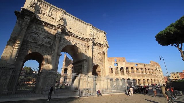  Arch of Constantine and Colosseum in Rome, Italy