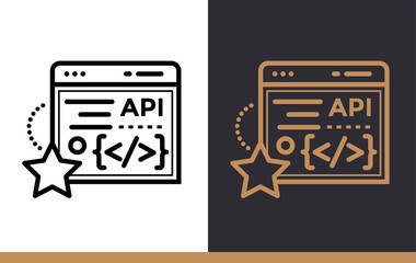 Linear icon Modeling API. Data science technology and machine learning process. Suitable for print, website and presentation
