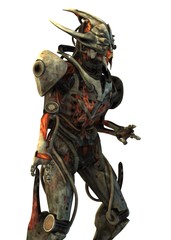 Cyborg monster concept 3d illustration isolated on white