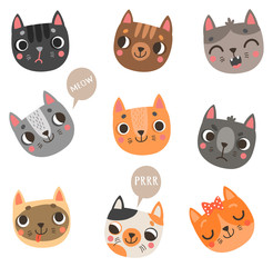 Fototapeta premium 9 Cats vector set