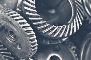 Close-up view of stack of gears