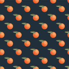 Seamless pattern with mandarin in retro style