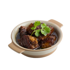 Pork boiled in the sweet gravy isolated on white background