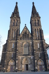 Fototapeta na wymiar gothic Cathedral of St. Peter and Paul (Bazilika sv. Petra a Pavla), Vysehrad, Prague