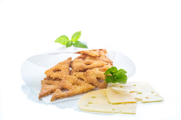Home cheese crackers in the form of cheese