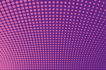 Abstract futuristic halftone pattern. Comic background. Dotted backdrop with circles, dots, point small scale. Pink, purple color