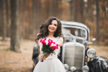 Beautiful luxury bride in elegant white dress