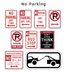 Regulatory traffic sign. No Parking. Vector illustration.