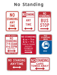 Regulatory traffic sign. No Standing. Vector illustration.