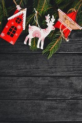 Christmas background with Christmas tree and Christmas tree decorations.