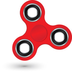 Red fidget spinner, stress relief toy, vector illustration