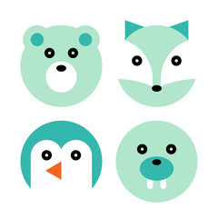 Polar Animal Cartoon Set