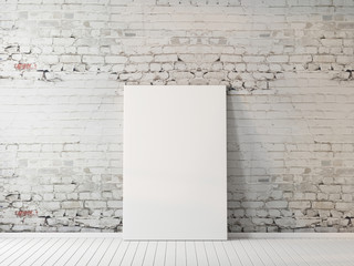 
Blank poster mockup in interior 3d rendering
