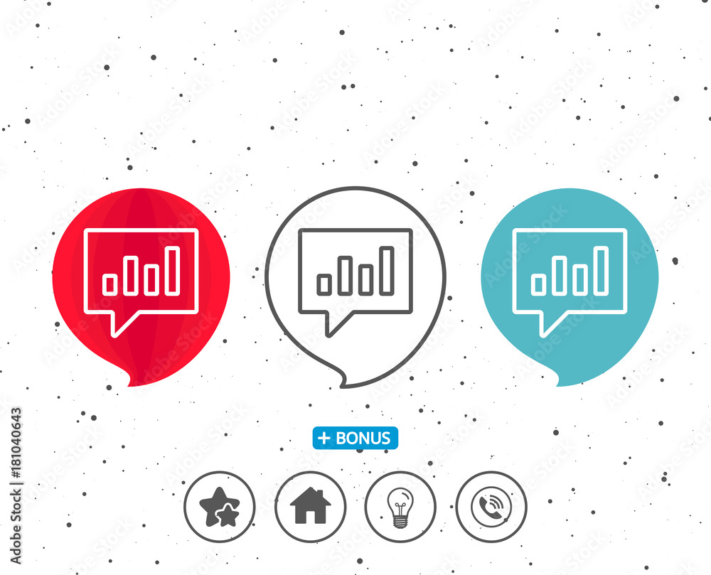 Poster chart line icon. report graph in speech bubble.