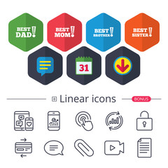 Best mom and dad, brother, sister icons.