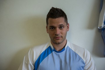 Player relaxing in changing room