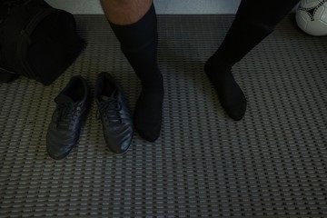 Player relaxing in changing room