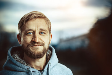 Portrait of a young bearded man