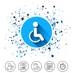 Disabled sign icon. Human on wheelchair symbol.