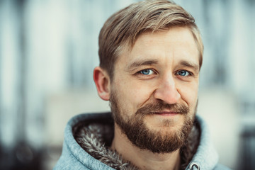 Fototapeta premium Portrait of a young bearded man
