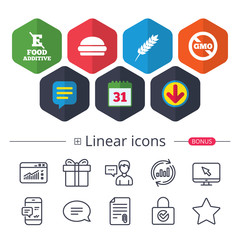 Food additive icon. Hamburger fast food sign.