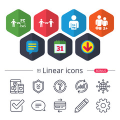 Gamer icons. Board and PC games players.