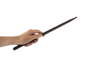 black drumstick for playing in the left hand