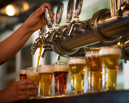 Craft Beer Flight With Hands