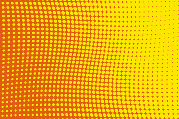 Abstract futuristic halftone pattern. Comic background. Dotted backdrop with circles, dots, point large scale.Yellow, orange color