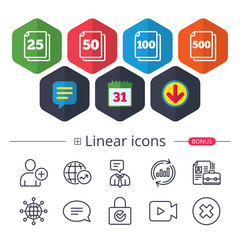 In pack sheets icons. Quantity per package.