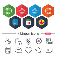 ISO 9001 and 14001 certified icon. Certification.