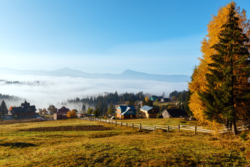 Autumn Carpathian village, Ukraine.