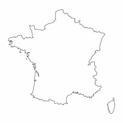 France map outline graphic freehand drawing on white background. Vector illustration
