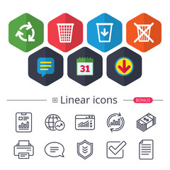Recycle bin icons. Reuse or reduce symbol.