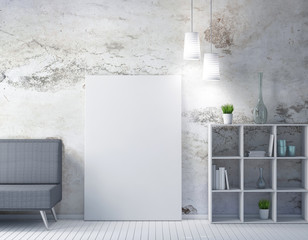 Calendar  mockup in interior, poster in white room, modern eco design 3d rendering