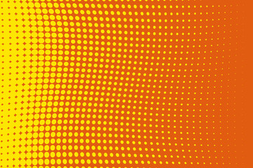 Abstract futuristic halftone pattern. Comic background. Dotted backdrop with circles, dots, point large scale.Yellow, orange color