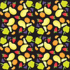 Vector illustration of fruit and berry pattern