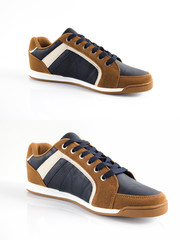 Group of shoes on isolated background, comfortable footwear.