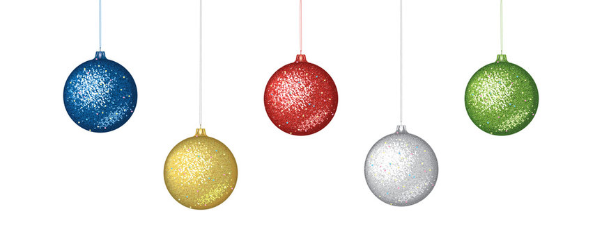 New Year's  glass balls on a white background