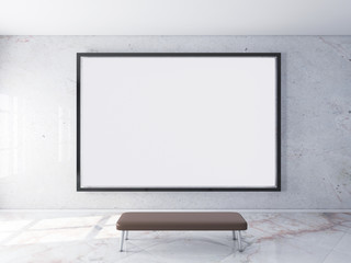 Blank poster mockup on wall 3d rendering